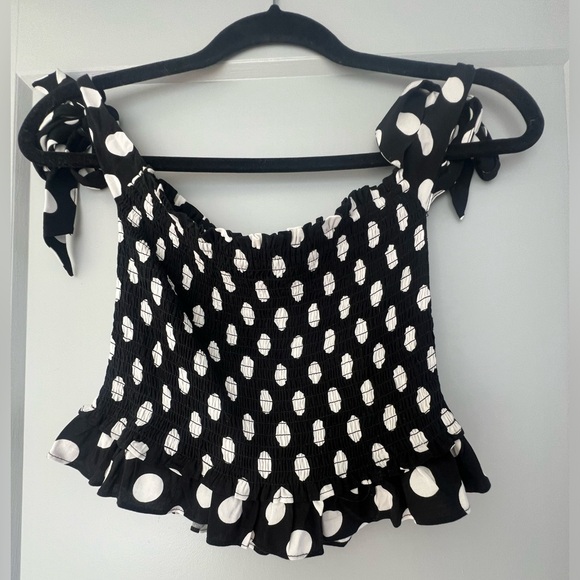Forever 21 Women's Black and White polka dot bandeau-top - Picture 1 of 2